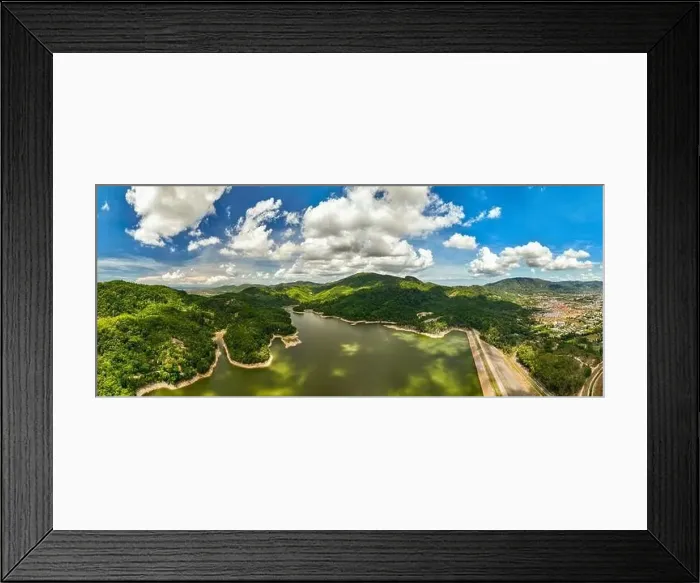 Framed Print : Panorama landscape mountains nature view from Drone camera Framed Print : Panorama landscape mountains nature view from Drone camera