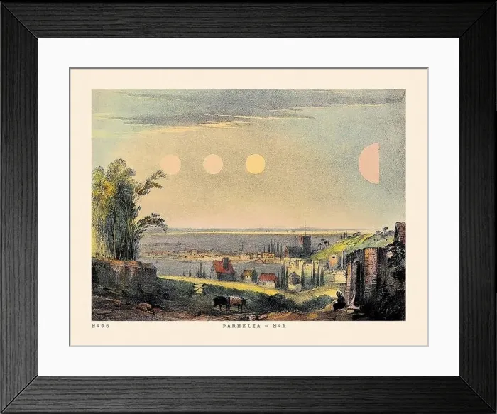 Framed Print : Vintage Astronomical Phenomena Scene Illustration. Published in a 19th-century astronomy book in London around 1840 Framed Print : Vintage Astronomical Phenomena Scene Illustration. Published in a 19th-century astronomy book in London around 1840