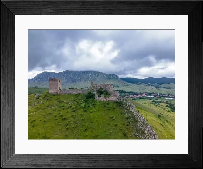 Framed Print : Aerial photo of the ruins of Trascau medieval citadell in Romania Framed Print : Aerial photo of the ruins of Trascau medieval citadell in Romania
