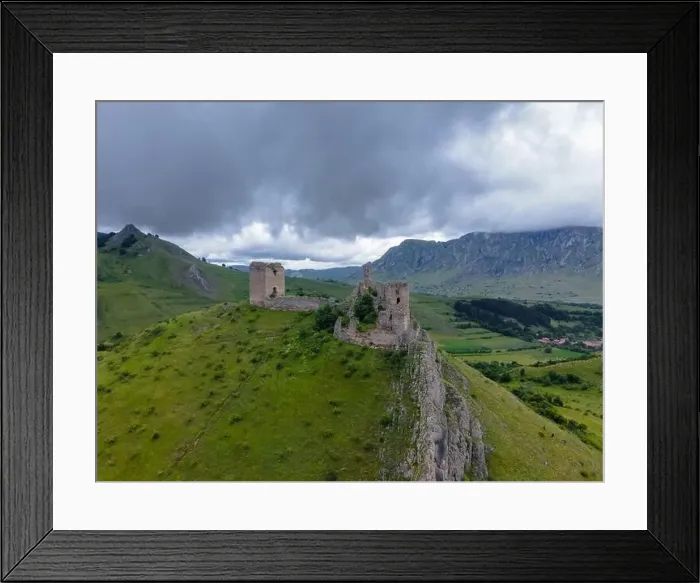 Framed Print : Aerial photo of the ruins of Trascau medieval citadell in Romania Framed Print : Aerial photo of the ruins of Trascau medieval citadell in Romania