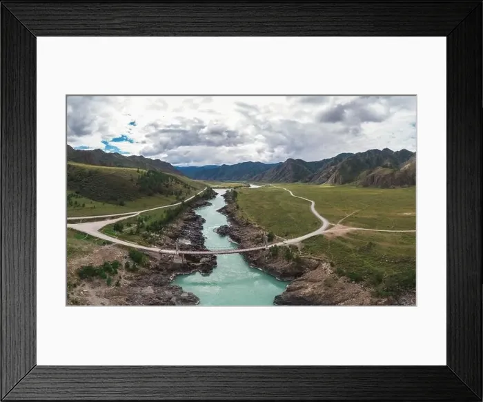 Framed Print : The Katun river rapids in summer day at the Oroctoy bridge Framed Print : The Katun river rapids in summer day at the Oroctoy bridge