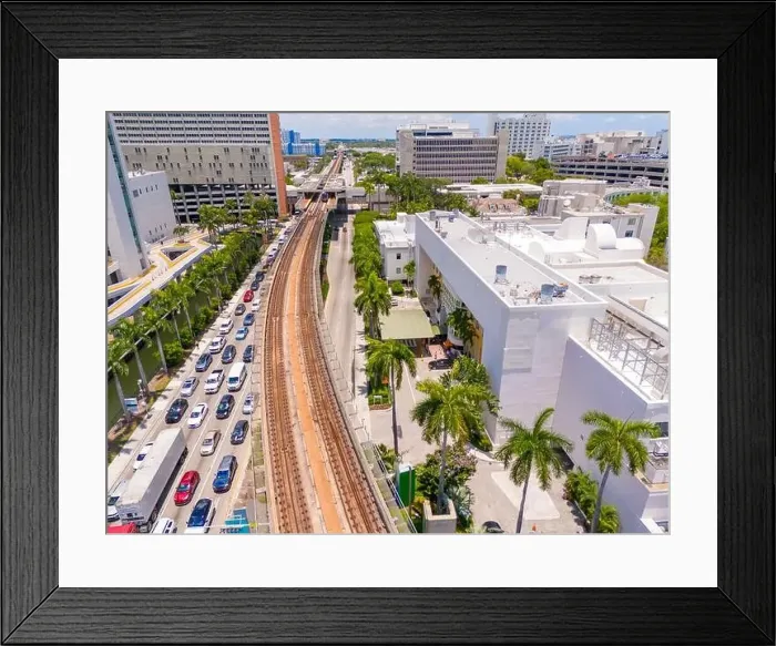 Framed Print : Miami metrorail health district. Aerial photo 2024. Hospitals in Dade County Framed Print : Miami metrorail health district. Aerial photo 2024. Hospitals in Dade County