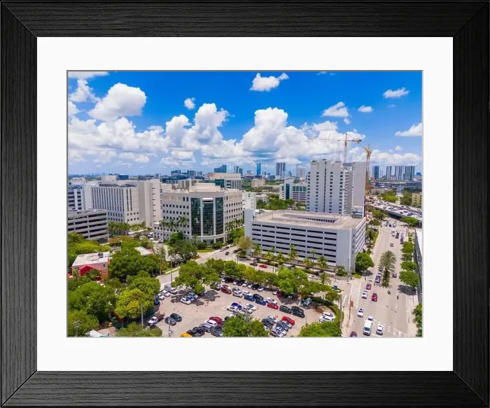 Framed Print : Miami Civic center health district. Aerial view of hospitals in Dade County. City landscapes 2024 Framed Print : Miami Civic center health district. Aerial view of hospitals in Dade County. City landscapes 2024