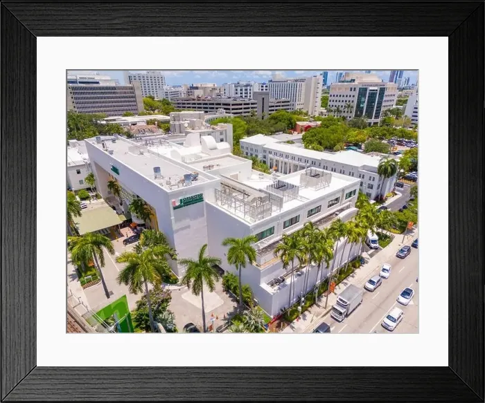 Framed Print : Miami, FL, USA - May 31, 2024: Sylvester Comprehensive Cancer Center. Aerial drone photo Framed Print : Miami, FL, USA - May 31, 2024: Sylvester Comprehensive Cancer Center. Aerial drone photo