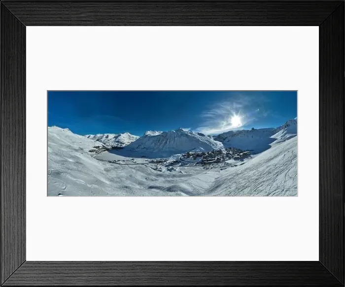 Framed Print : Winter drone shot of ski pistes and slopes covered with fresh powder snow in Tignes in Valdisere France Framed Print : Winter drone shot of ski pistes and slopes covered with fresh powder snow in Tignes in Valdisere France