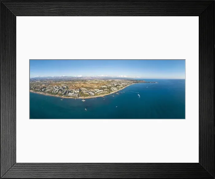 Framed Print : Aerial shot of Side, Turkey from a birds eye view at sunset in the afternoon Framed Print : Aerial shot of Side, Turkey from a birds eye view at sunset in the afternoon