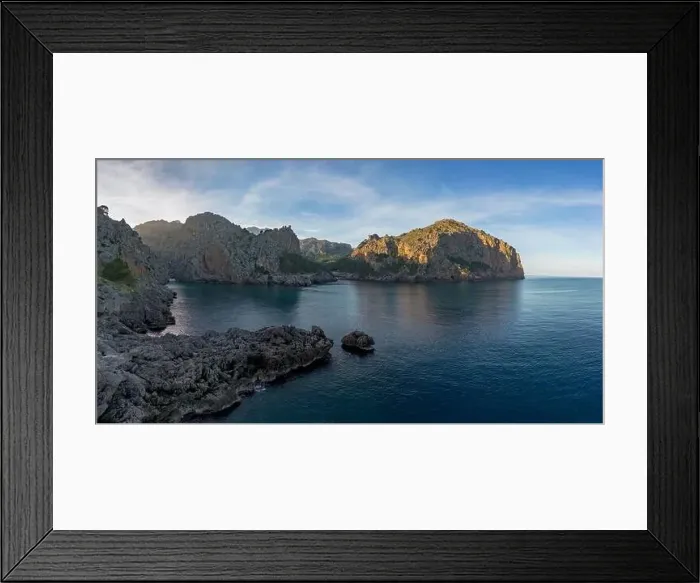 Framed Print : Panorama landscape view of the rugged and mountainous coastline at Sa Calobra in northern Mallorca Framed Print : Panorama landscape view of the rugged and mountainous coastline at Sa Calobra in northern Mallorca