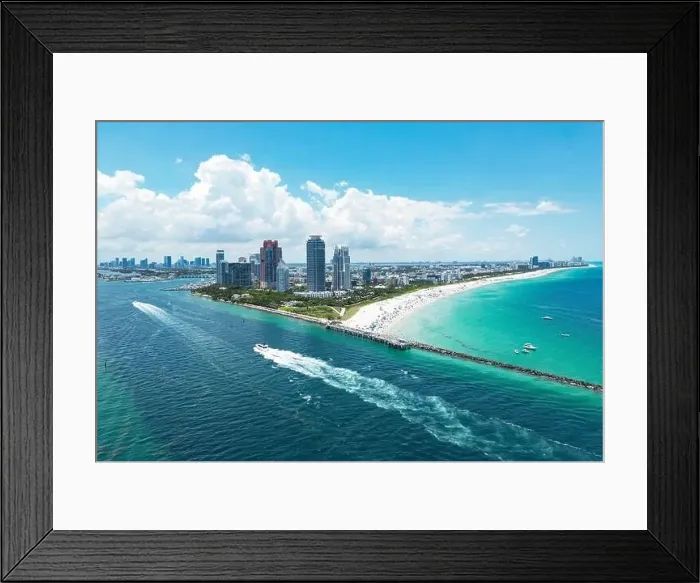 Framed Print : The skyline of Miami. Miami Beach aerial view Framed Print : The skyline of Miami. Miami Beach aerial view