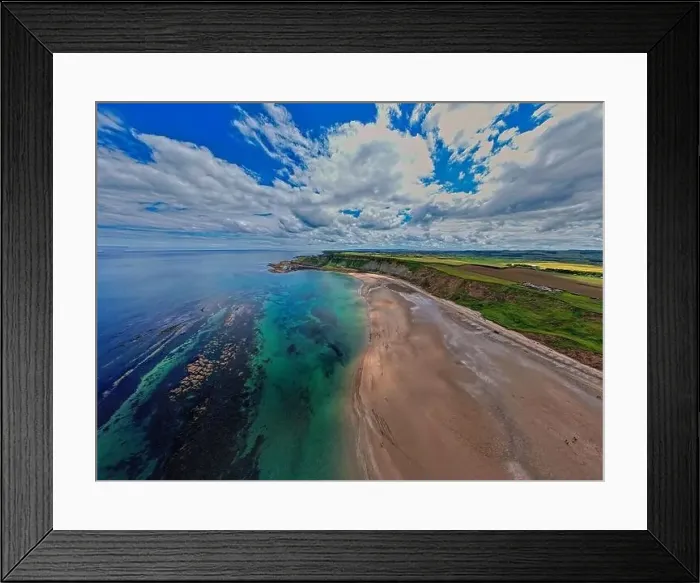 Framed Print : Aerial view of a scenic coastline with clear turquoise waters Framed Print : Aerial view of a scenic coastline with clear turquoise waters