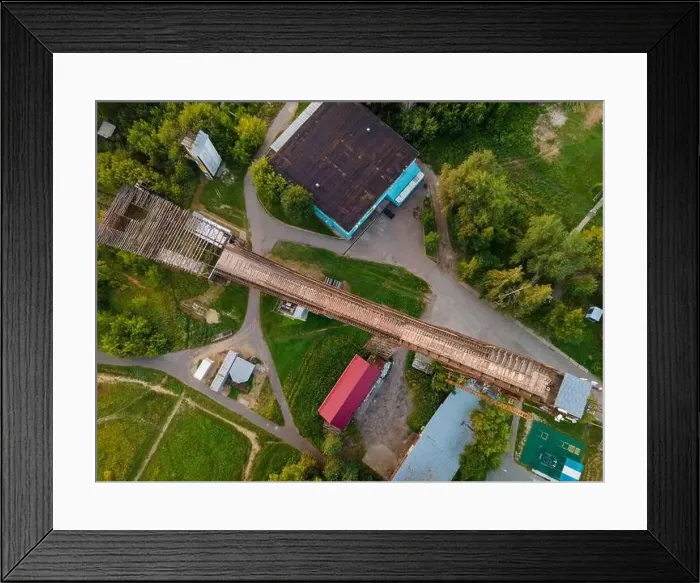 Framed Print : Top view of springboard among the trees in the summer Framed Print : Top view of springboard among the trees in the summer
