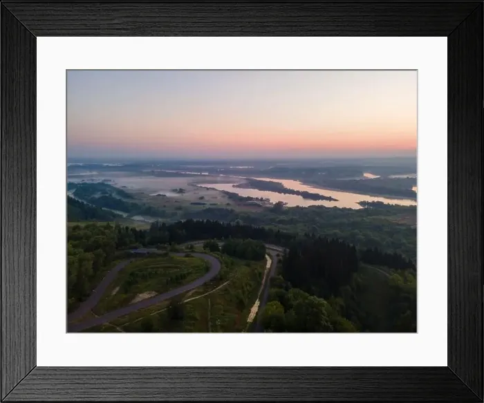 Framed Print : Aerial view of landscape at sunset with intertwined roads Framed Print : Aerial view of landscape at sunset with intertwined roads