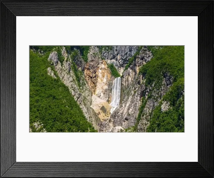 Framed Print : Scenic Aerial Perspective of Boka Waterfall, Slovenia