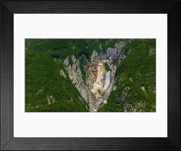Framed Print : Breathtaking Aerial View of Boka Waterfall in the Heart of Slovenia Framed Print : Breathtaking Aerial View of Boka Waterfall in the Heart of Slovenia