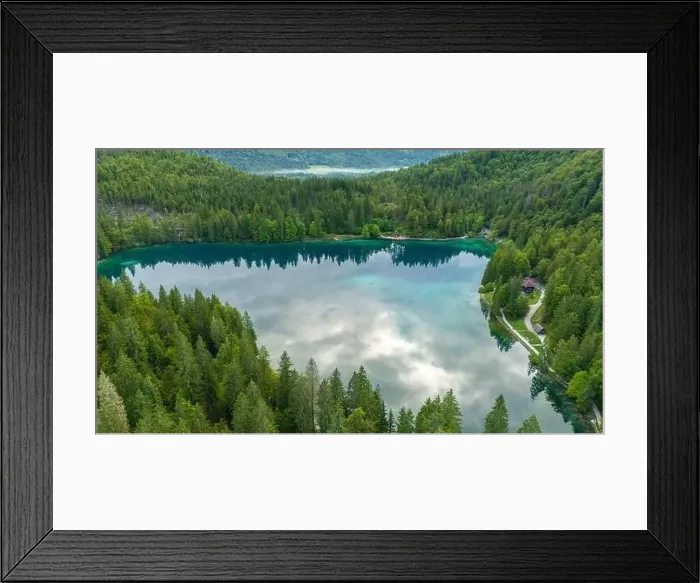 Framed Print : Aerial Exploration: Magnificent Fusine Lake in Italian Landscape Framed Print : Aerial Exploration: Magnificent Fusine Lake in Italian Landscape