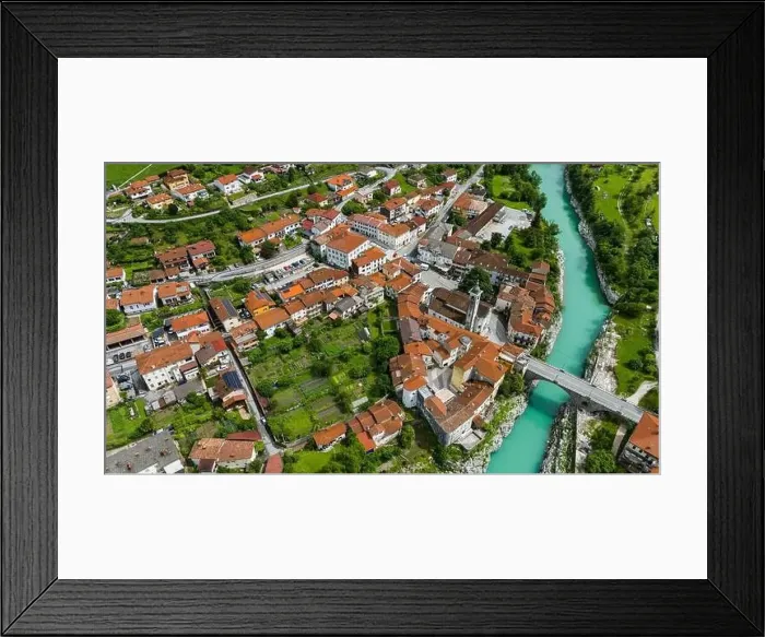 Framed Print : Scenic Drone Shot of Kal na Soci in Sunny Slovenia
