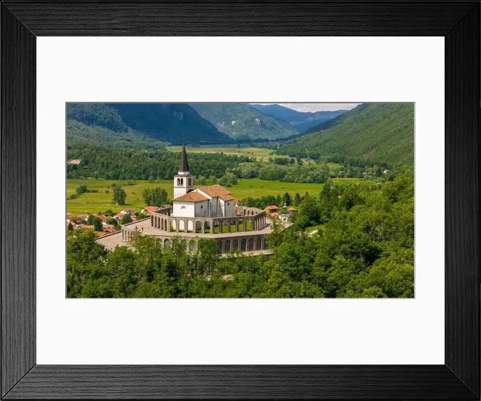 Framed Print : Breathtaking Aerial View of The Italian Charnel House in Kobarid, Slovenia Framed Print : Breathtaking Aerial View of The Italian Charnel House in Kobarid, Slovenia