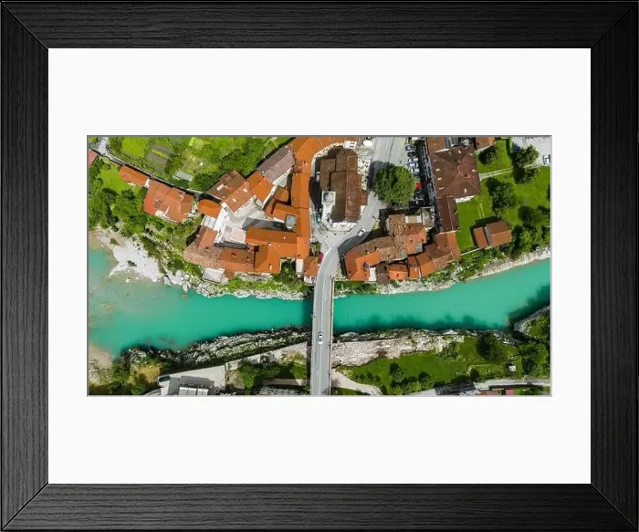Framed Print : Beautiful Summer Day Drone View of Kal na Soci, Slovenia Framed Print : Beautiful Summer Day Drone View of Kal na Soci, Slovenia