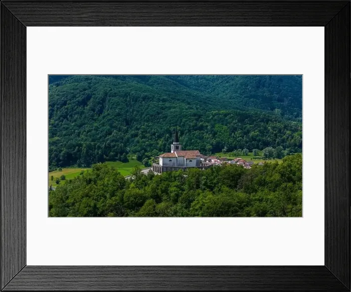 Framed Print : High-Altitude Drone View of The Italian Charnel House in Kobarid, Slovenia Framed Print : High-Altitude Drone View of The Italian Charnel House in Kobarid, Slovenia