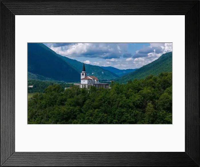 Framed Print : Aerial Overview of The Italian Charnel House in Kobarid, Slovenia Framed Print : Aerial Overview of The Italian Charnel House in Kobarid, Slovenia