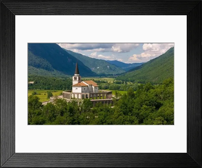 Framed Print : Aerial Drone Photography of The Italian Charnel House in Kobarid, Slovenia Framed Print : Aerial Drone Photography of The Italian Charnel House in Kobarid, Slovenia