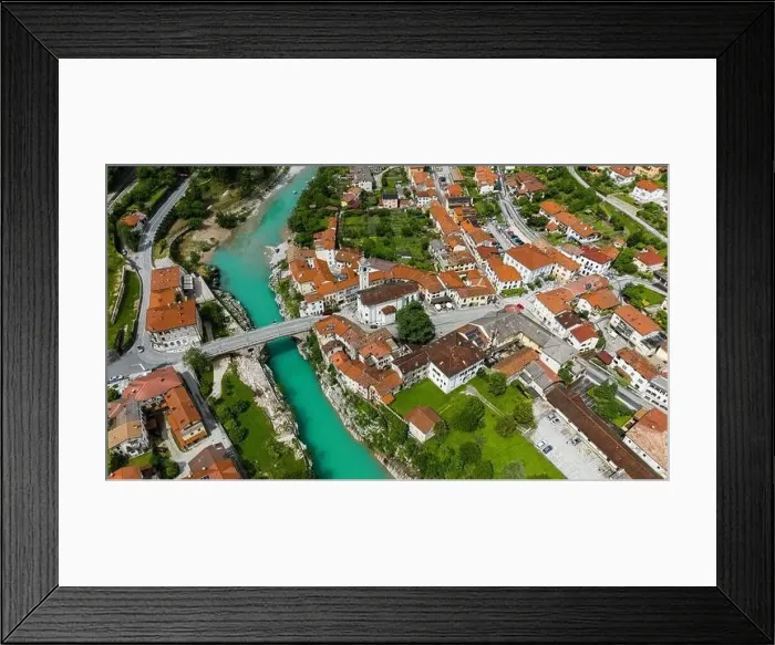 Framed Print : Sunny Day Aerial Photography of Kal na Soci Architecture in Slovenia Framed Print : Sunny Day Aerial Photography of Kal na Soci Architecture in Slovenia