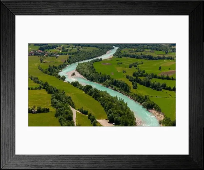 Framed Print : Aerial Drone View of the Soca River in Slovenia During Summer Framed Print : Aerial Drone View of the Soca River in Slovenia During Summer