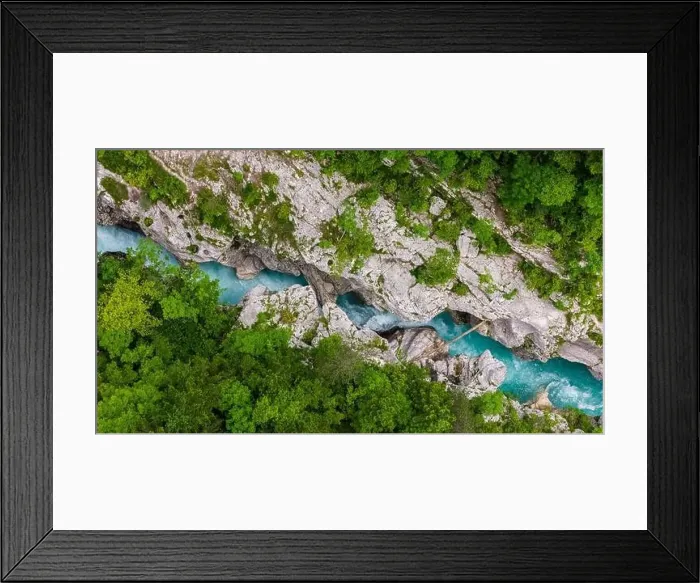 Framed Print : Aerial View of the Beautiful Soca River in Slovenia's Summer Framed Print : Aerial View of the Beautiful Soca River in Slovenia's Summer