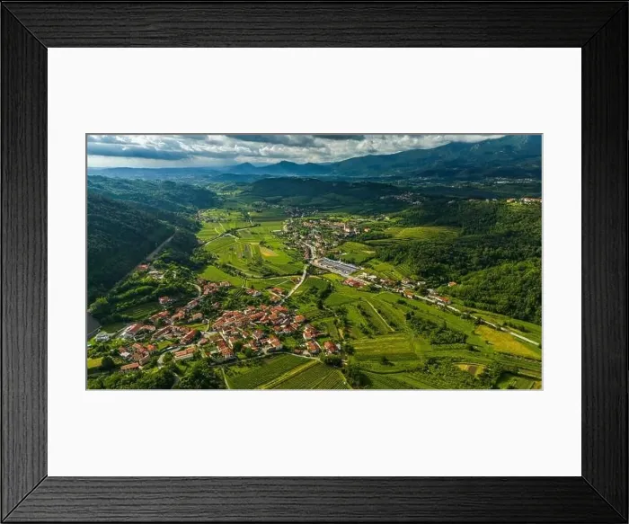 Framed Print : Aerial Drone View of Green Rolling Hills and Vineyards in Vipava Valley Framed Print : Aerial Drone View of Green Rolling Hills and Vineyards in Vipava Valley
