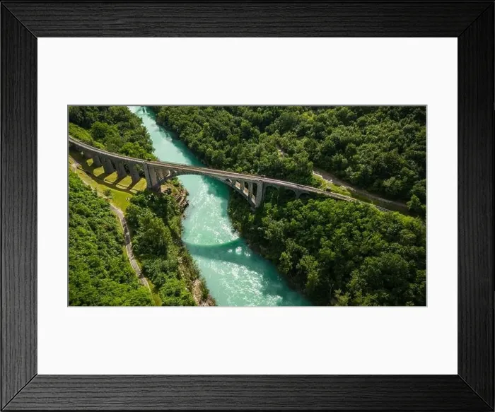 Framed Print : Drone Capture of Solkan Rail Bridge Across River Soca in Slovenia Framed Print : Drone Capture of Solkan Rail Bridge Across River Soca in Slovenia