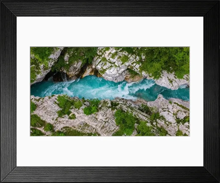 Framed Print : Majestic Aerial Drone Capture of Soca River in Summer, Slovenia Framed Print : Majestic Aerial Drone Capture of Soca River in Summer, Slovenia