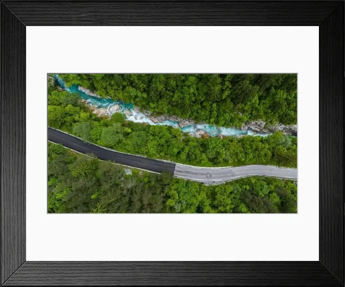 Framed Print : Stunning Summer Aerial Drone View of Slovenia's Soca River Framed Print : Stunning Summer Aerial Drone View of Slovenia's Soca River