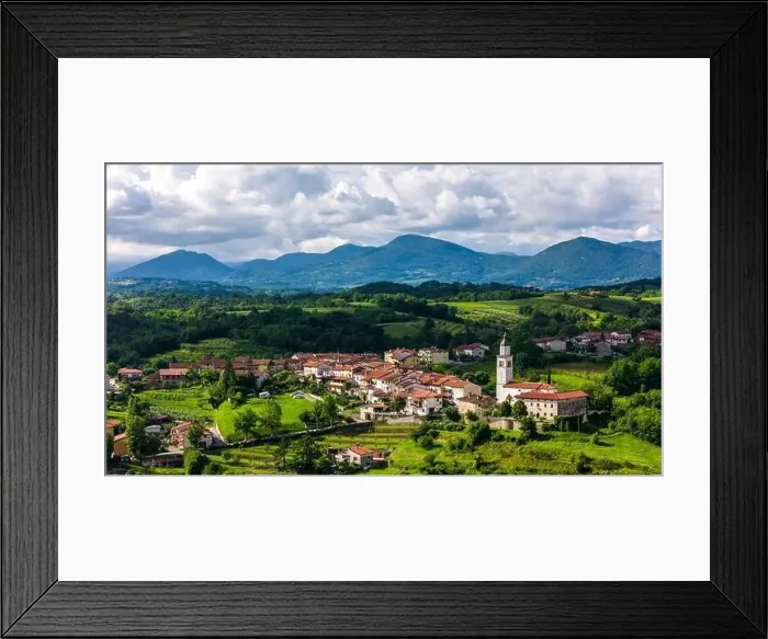 Framed Print : Drone View of Picturesque Townscape in Vipava Valley, Slovenia