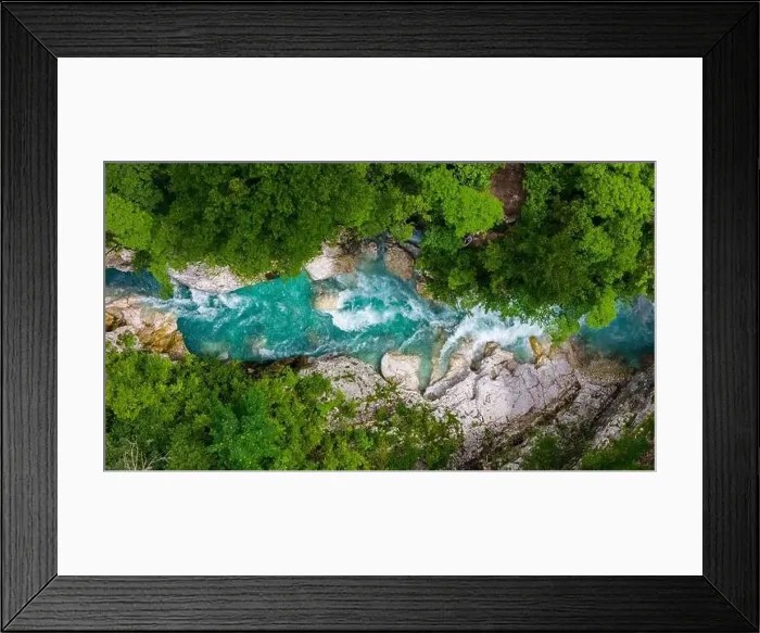 Framed Print : Summer Serenity: Aerial Drone View of Soca River in Slovenia Framed Print : Summer Serenity: Aerial Drone View of Soca River in Slovenia