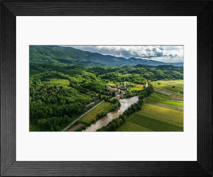 Framed Print : Drone's Eye View of Verdant Hills and Vineyards in Slovenia Framed Print : Drone's Eye View of Verdant Hills and Vineyards in Slovenia