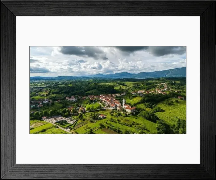 Framed Print : Summer in Vipava Valley: Drone View of Town and Vineyards Framed Print : Summer in Vipava Valley: Drone View of Town and Vineyards