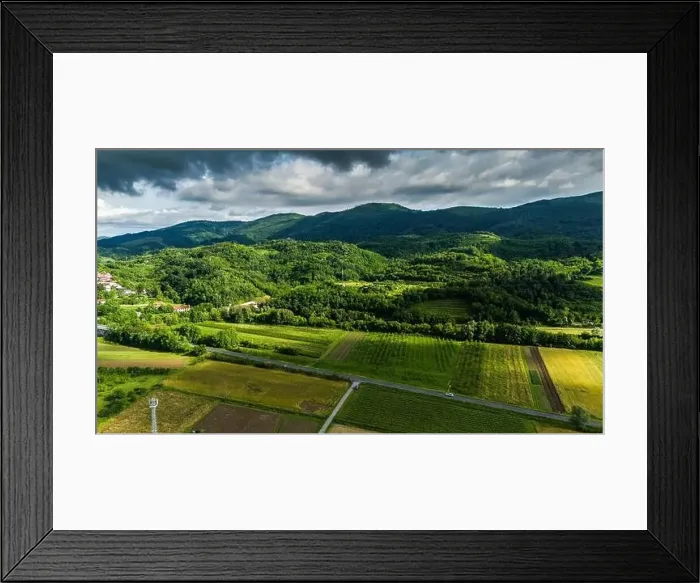 Framed Print : Green Rolling Hills and Vineyards in Vipava Valley's Summer Splendor Framed Print : Green Rolling Hills and Vineyards in Vipava Valley's Summer Splendor