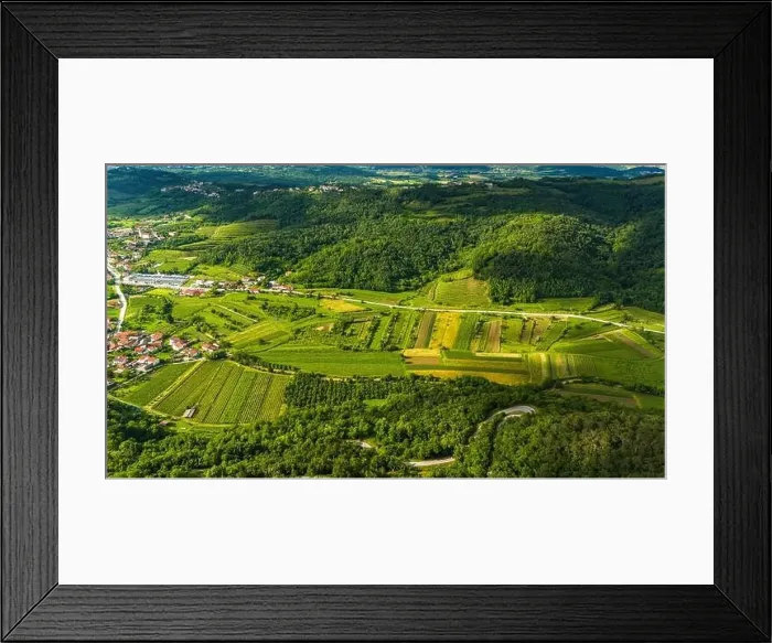 Framed Print : Scenic Aerial Shot of Rolling Vineyards in Vipava Valley, Slovenia