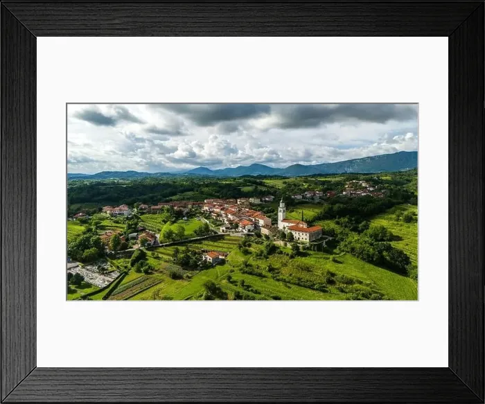 Framed Print : Summer Aerial View of Rolling Hills and Vineyards in Slovenia Framed Print : Summer Aerial View of Rolling Hills and Vineyards in Slovenia