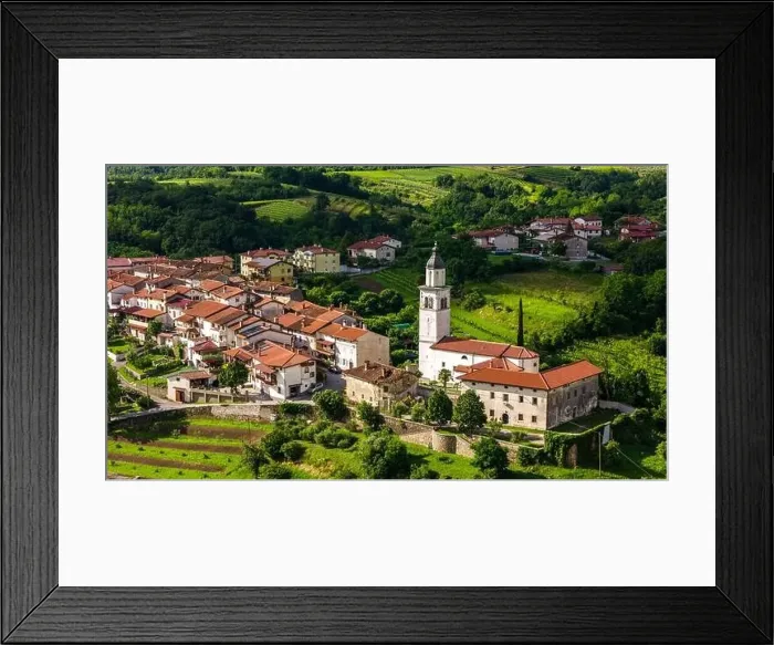 Framed Print : Stunning Drone Shot of Vipava Valley Town and Vineyards Framed Print : Stunning Drone Shot of Vipava Valley Town and Vineyards