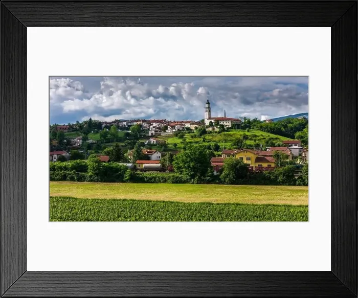 Framed Print : Scenic Drone Shot of Small Town and Vineyards in Slovenia Framed Print : Scenic Drone Shot of Small Town and Vineyards in Slovenia