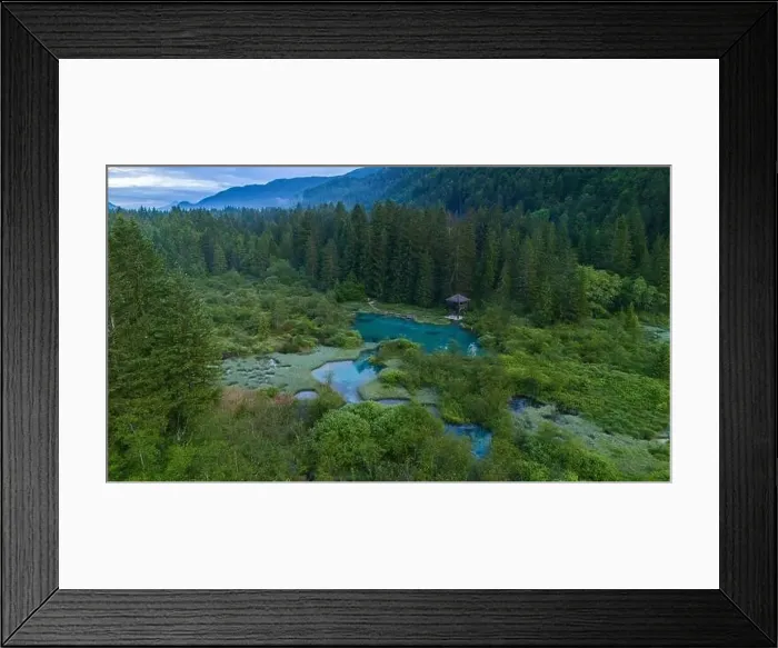 Framed Print : Stunning Aerial Footage of Zelenci Springs, Slovenia: A Hidden Jewel in the Julian Alps Framed Print : Stunning Aerial Footage of Zelenci Springs, Slovenia: A Hidden Jewel in the Julian Alps