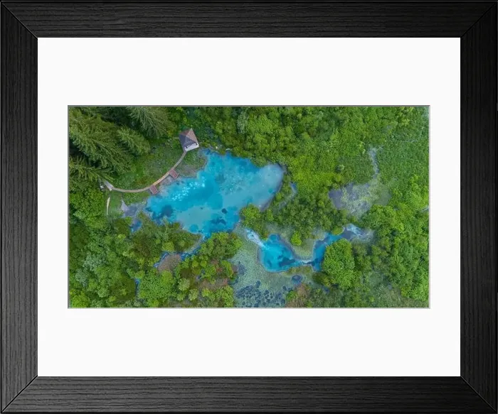 Framed Print : Bird's-Eye Perspective of Zelenci Springs, Slovenia: Scenic Serenity
