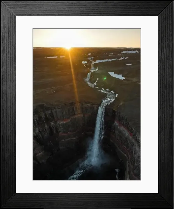 Framed Print : View from above, stunning aerial view of the Hengifoss Waterfall Framed Print : View from above, stunning aerial view of the Hengifoss Waterfall