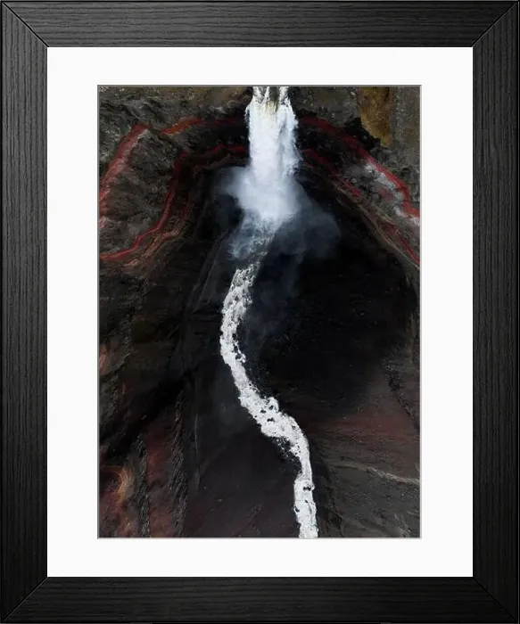 Framed Print : View from above, stunning aerial view of the Hengifoss Waterfall Framed Print : View from above, stunning aerial view of the Hengifoss Waterfall