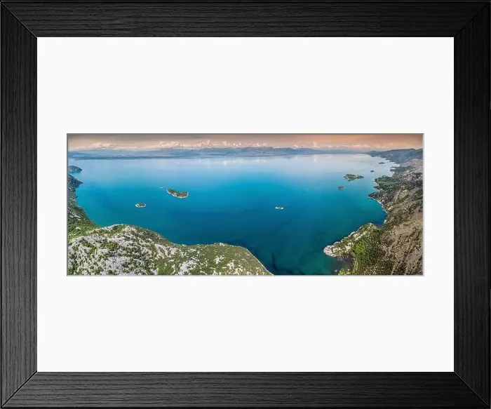 Framed Print : Scenic view of Lake Skadar from a drone Framed Print : Scenic view of Lake Skadar from a drone