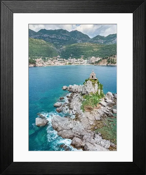 Framed Print : scenic beauty of Montenegro with a drone shot of Sveta Nedjelja and Katic islands near Petrovac Framed Print : scenic beauty of Montenegro with a drone shot of Sveta Nedjelja and Katic islands near Petrovac