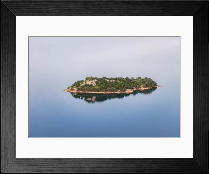 Framed Print : Aerial view of the island monastery on Lake Skadar, Montenegro, surrounded by pristine blue waters Framed Print : Aerial view of the island monastery on Lake Skadar, Montenegro, surrounded by pristine blue waters