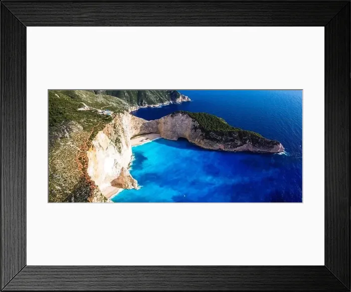 Framed Print : Aerial view over the famous Navagio beach (Shipwreck beach) in Zakynthos island Framed Print : Aerial view over the famous Navagio beach (Shipwreck beach) in Zakynthos island