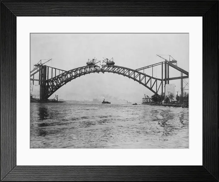 Framed Print : Hell Gate Bridge under construction, New York City 1915 Framed Print : Hell Gate Bridge under construction, New York City 1915