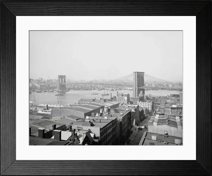 Framed Print : Brooklyn Bridge, New York City 1904 Framed Print : Brooklyn Bridge, New York City 1904